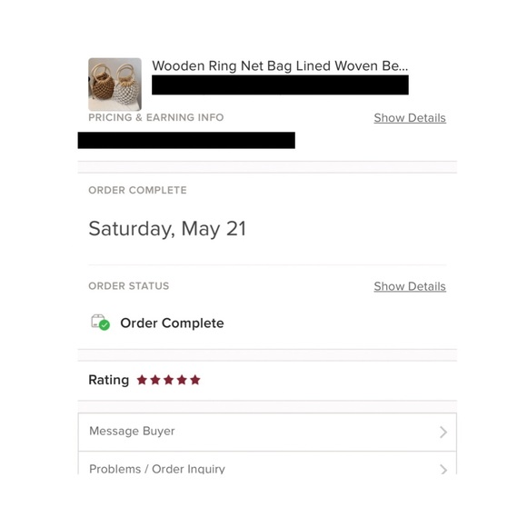 Wooden Ring Net Bag Lined Woven Beach Bag - Picture 11 of 12